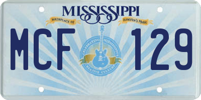 MS license plate MCF129
