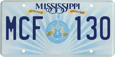 MS license plate MCF130