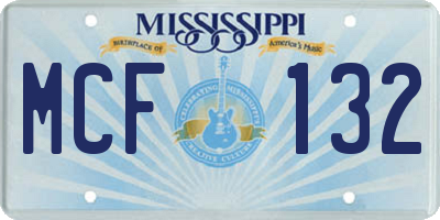 MS license plate MCF132