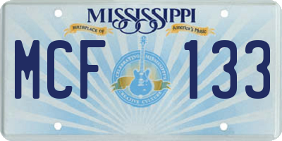 MS license plate MCF133