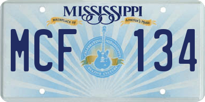 MS license plate MCF134