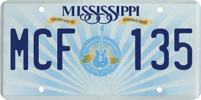 MS license plate MCF135