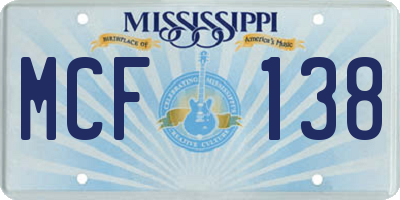 MS license plate MCF138