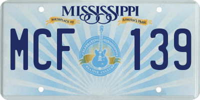 MS license plate MCF139