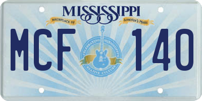 MS license plate MCF140