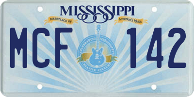 MS license plate MCF142