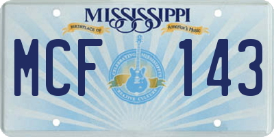 MS license plate MCF143