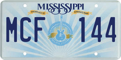 MS license plate MCF144