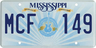 MS license plate MCF149