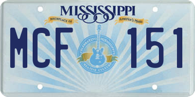 MS license plate MCF151