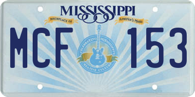 MS license plate MCF153