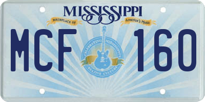 MS license plate MCF160