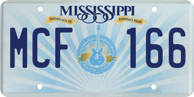 MS license plate MCF166
