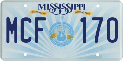 MS license plate MCF170