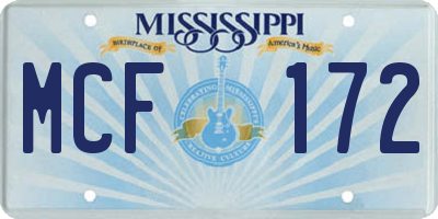 MS license plate MCF172