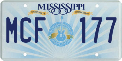 MS license plate MCF177
