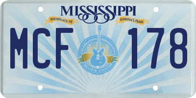 MS license plate MCF178