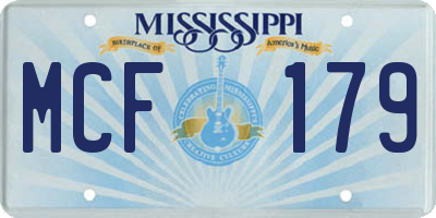 MS license plate MCF179