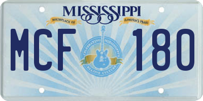 MS license plate MCF180