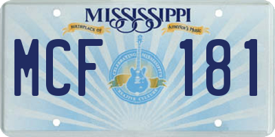 MS license plate MCF181
