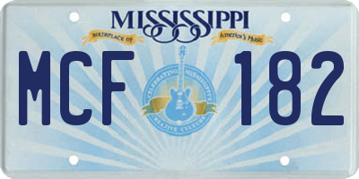 MS license plate MCF182