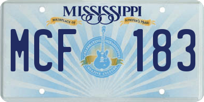 MS license plate MCF183