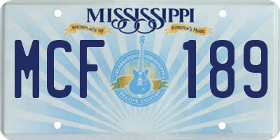 MS license plate MCF189