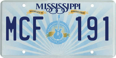 MS license plate MCF191