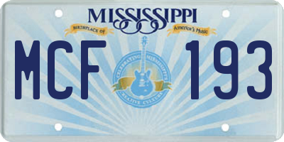 MS license plate MCF193
