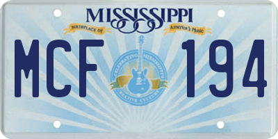 MS license plate MCF194