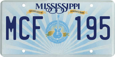 MS license plate MCF195