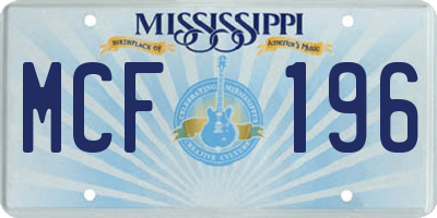 MS license plate MCF196