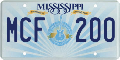 MS license plate MCF200
