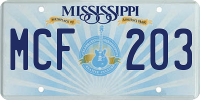MS license plate MCF203