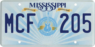 MS license plate MCF205