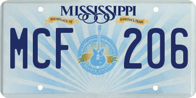 MS license plate MCF206