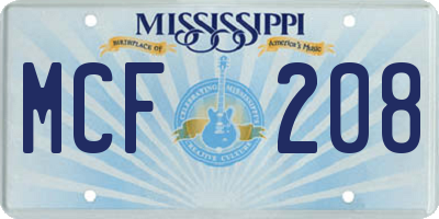 MS license plate MCF208