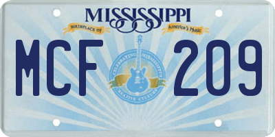 MS license plate MCF209