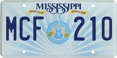 MS license plate MCF210