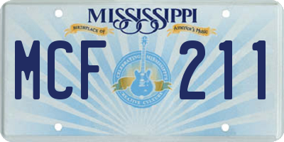 MS license plate MCF211