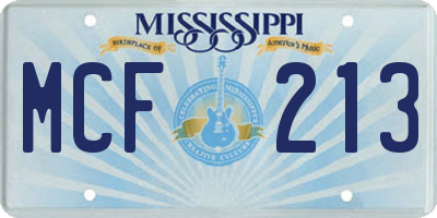 MS license plate MCF213