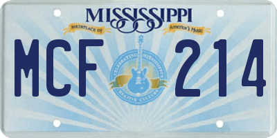 MS license plate MCF214