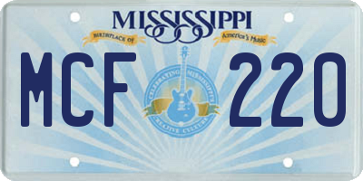 MS license plate MCF220