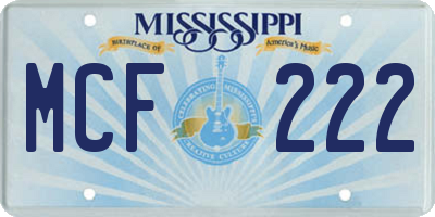 MS license plate MCF222