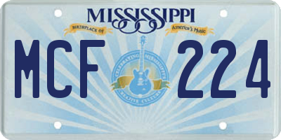 MS license plate MCF224