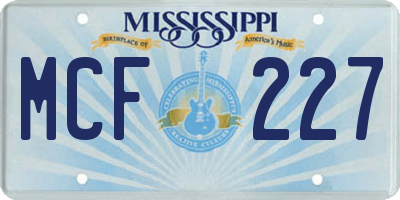 MS license plate MCF227