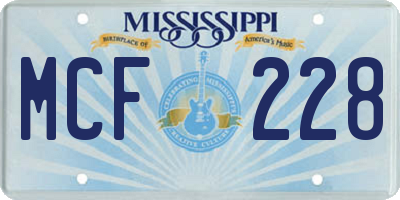 MS license plate MCF228