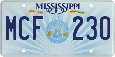 MS license plate MCF230