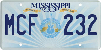 MS license plate MCF232