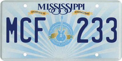 MS license plate MCF233